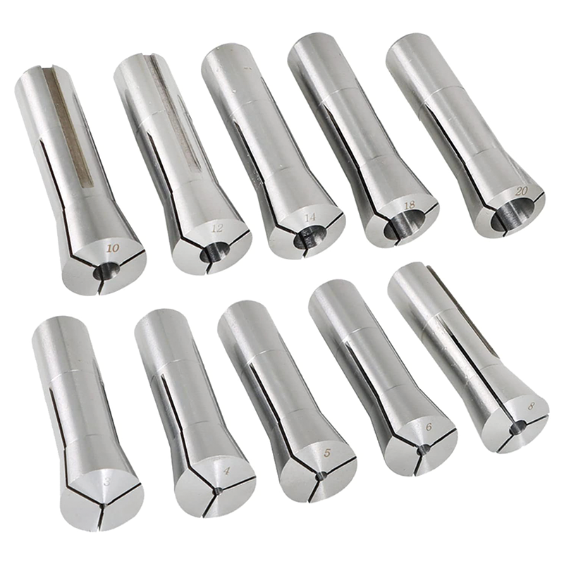 BowLift | 10 pcs Precision R8 Collet Chuck Spring Collet Set, Round Collet Set 3-20MM Fit for CNC Engraving Machine and Milling Lathe Tool