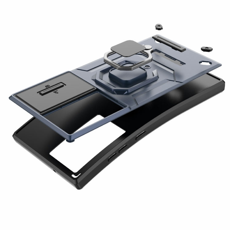 BowLift | For Samsung Galaxy S24 Ultra 5G Sliding Camshield TPU + PC Shockproof Phone Case with Holder (Purple)