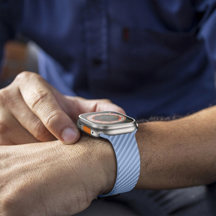 BowLift | For Apple Watch Ultra 2 49mm Carbon Fiber Magnetic Black Buckle Bracelet (Light Blue Black)