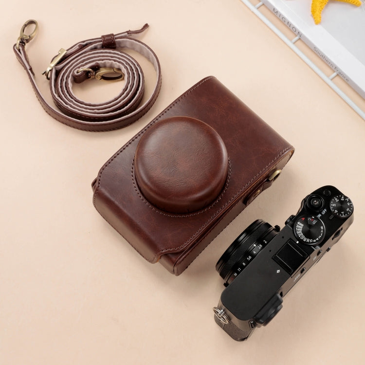 BowLift | For FUJIFILM X100VI Full Body Leather Camera Case Bag with Strap (Coffee)