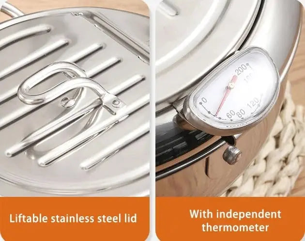 BowLift | Stainless Steel Frying Pan with Thermometer & Draining Rack