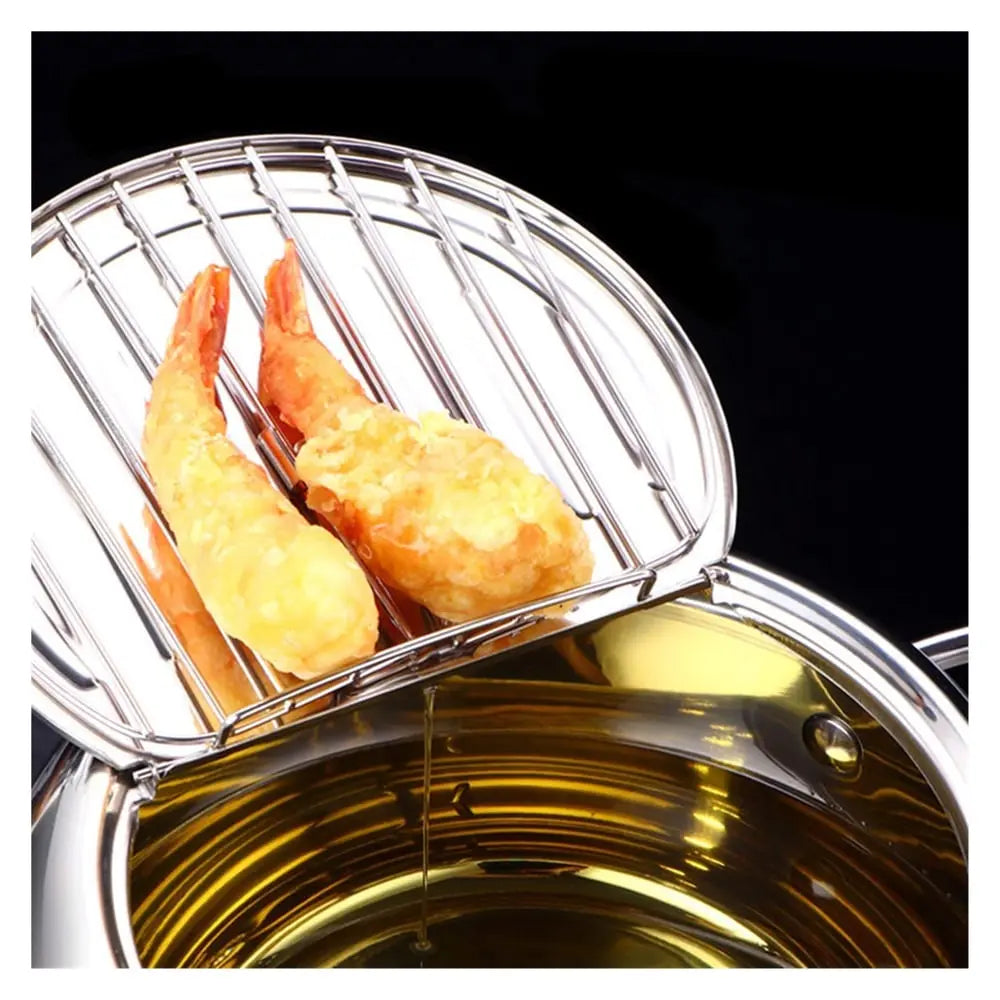 BowLift | Stainless Steel Frying Pan with Thermometer & Draining Rack