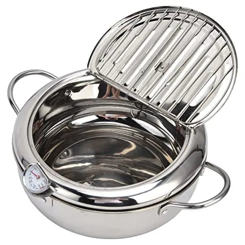 BowLift | Stainless Steel Frying Pan with Thermometer & Draining Rack
