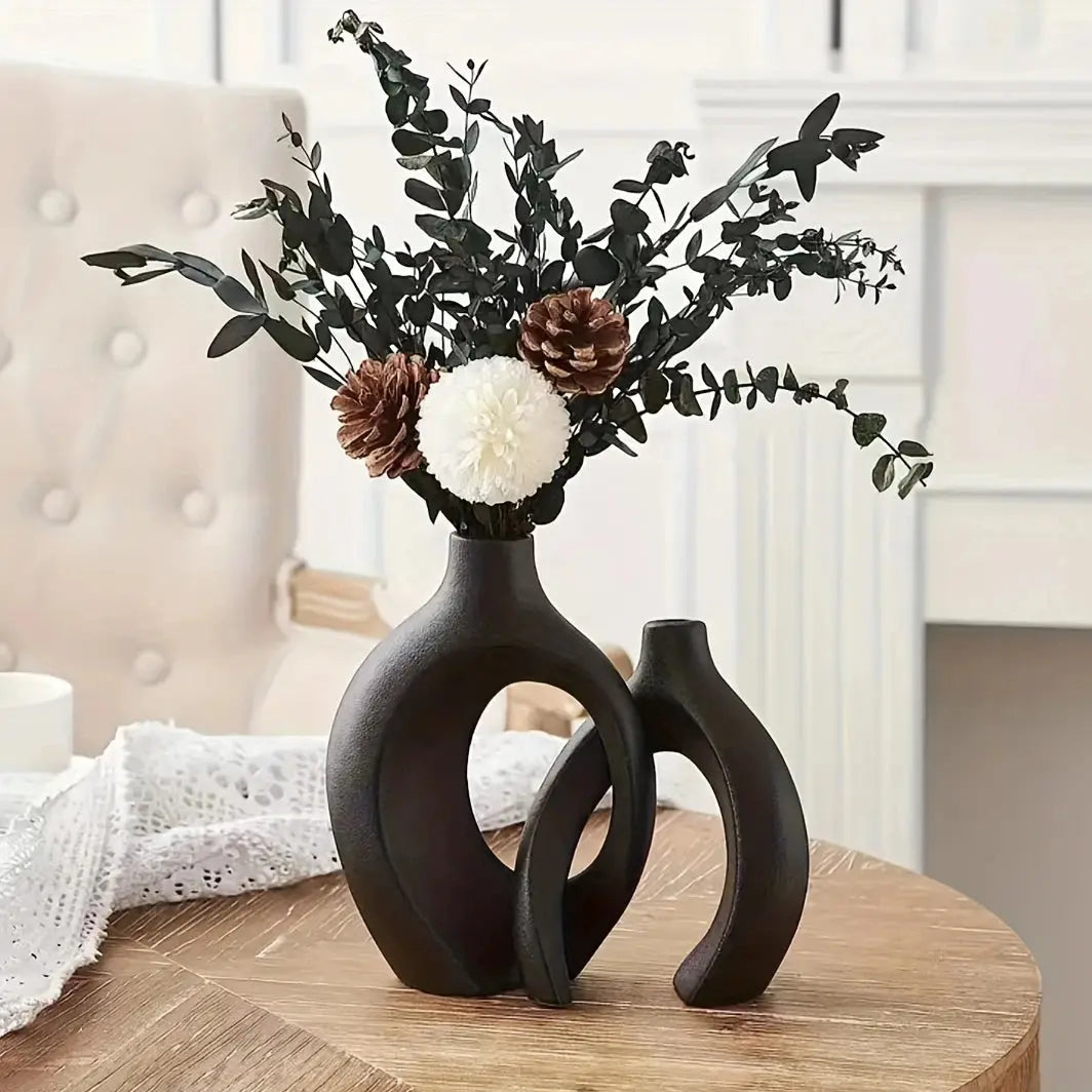 BowLift | Unique Round Hollow 2-in-1 Nordic Ceramic Vase