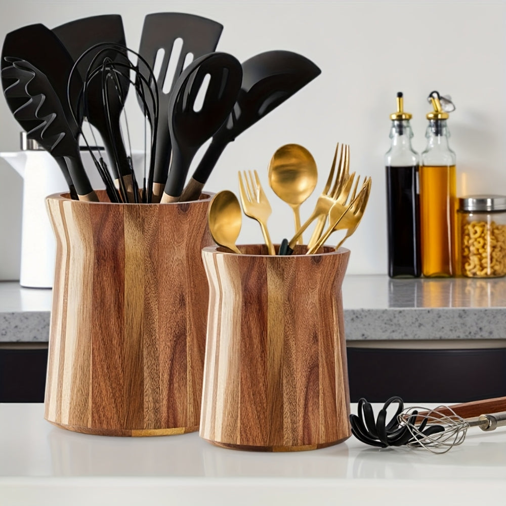 BowLift | Elegant Acacia Wood Rotating Utensil Holder
