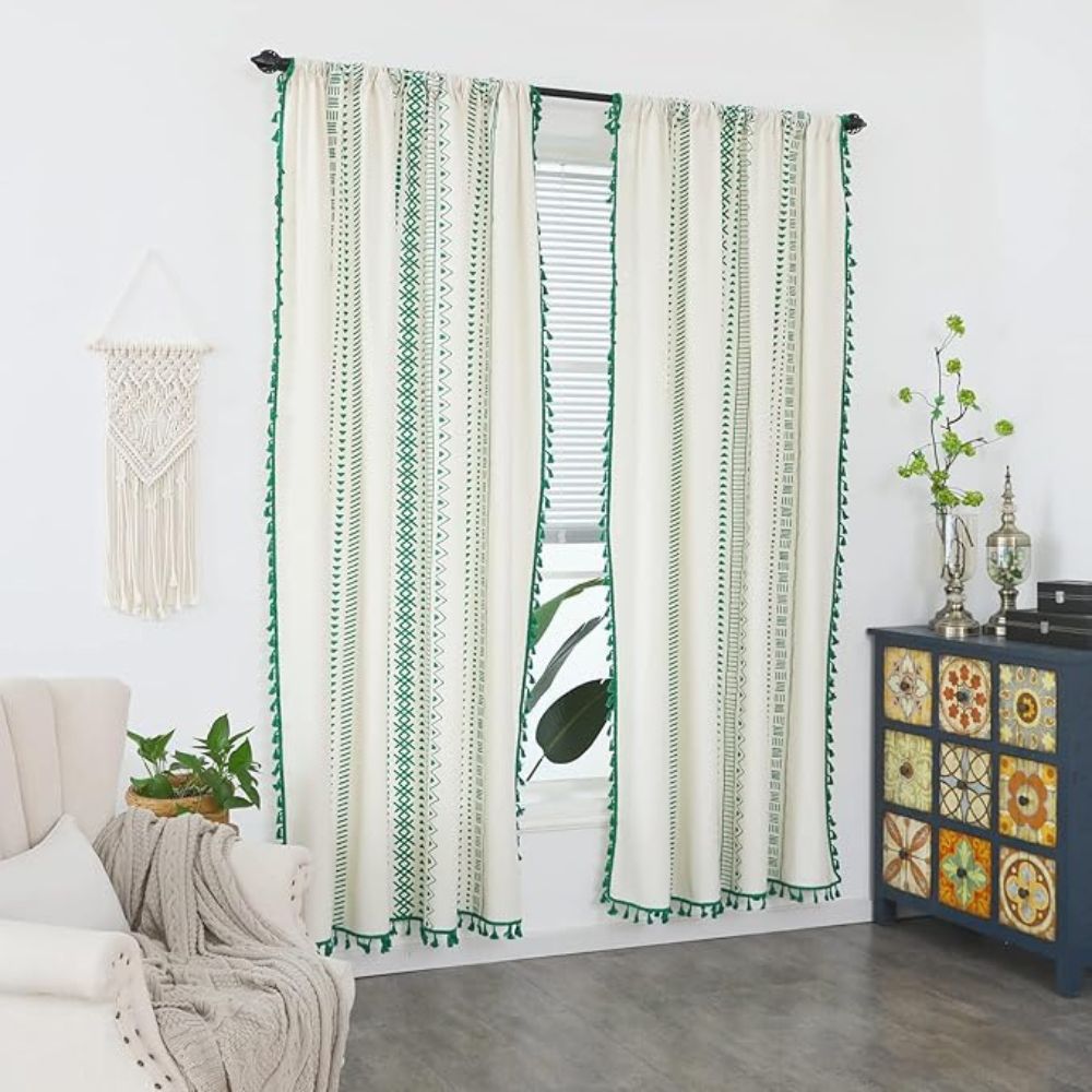 BowLift | Emerald Tribe Boho Tassel Curtain