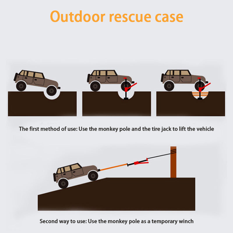 BowLift | Vertical Raised Farmer Roof, Manual 60-Inch Car Rescue Tire Lifter, Emergency Rescue Monkey Climbing Pole