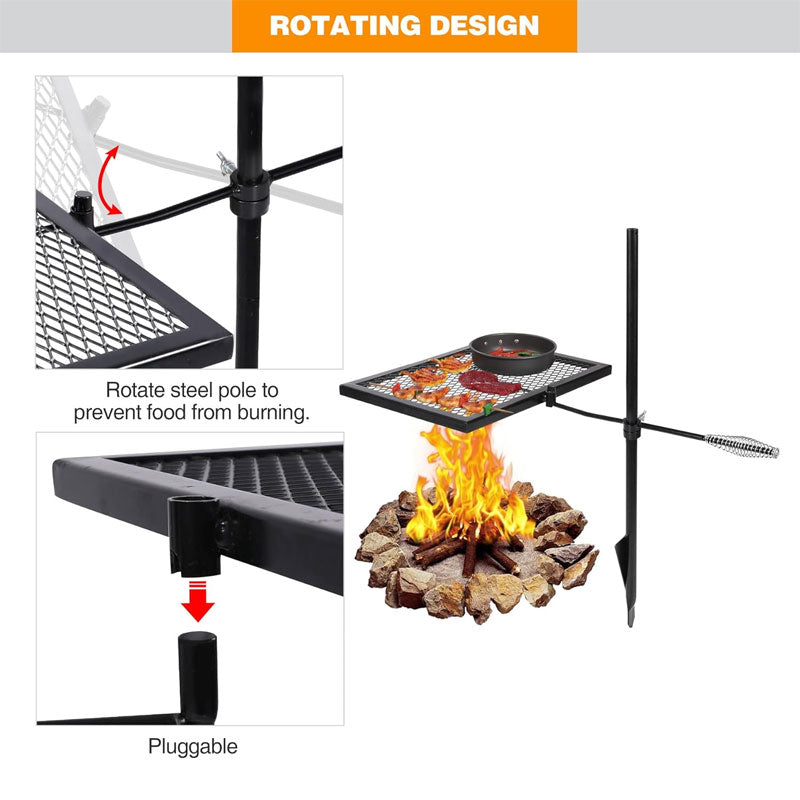 BowLift | Rotating Campfire Grill, Camping Grill, Suitable For Outdoor Open Flame Cooking