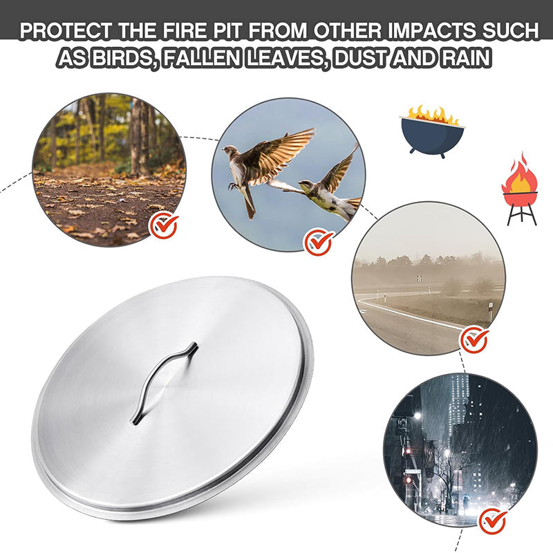 BowLift | Stainless Steel Fire Pit Burner Cover for 19'' Diameter Burner Pan Fire Pit Lid Round 22 Inch Fire Pit Ring Lid