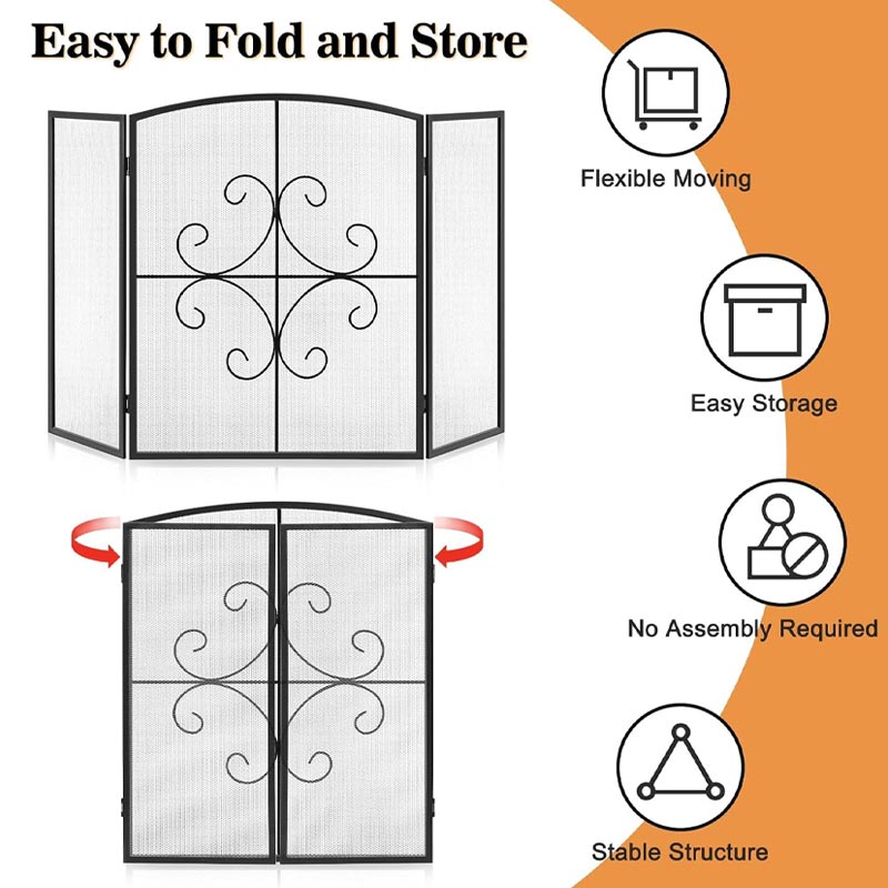 BowLift | Home Fireplace Screen Partition Fireplace, Fence Protection Fireplace Fence Net, Decorative Screen