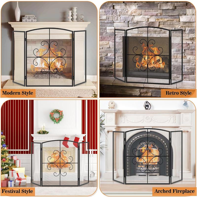 BowLift | Home Fireplace Screen Partition Fireplace, Fence Protection Fireplace Fence Net, Decorative Screen
