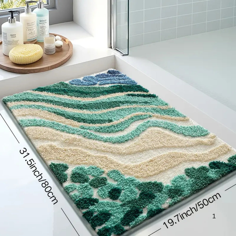 BowLift | Fluffy Ocean Wavy Pattern Bath Mat