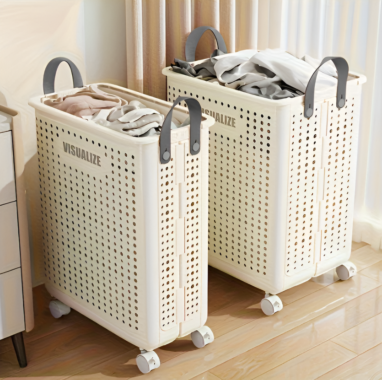 BowLift | FoldaRoll Foldable Laundry Basket with Wheels – Space-Saving Laundry Hamper for Home Organisation