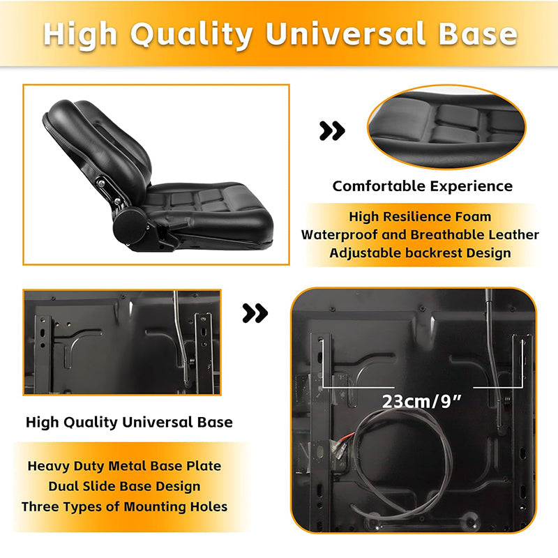 BowLift | Universal Forklift Seat with Adjustable Backrest Durable Leather Comfortable Forklift Seat Fits Forklift, Dozers, Excavators, Tractors