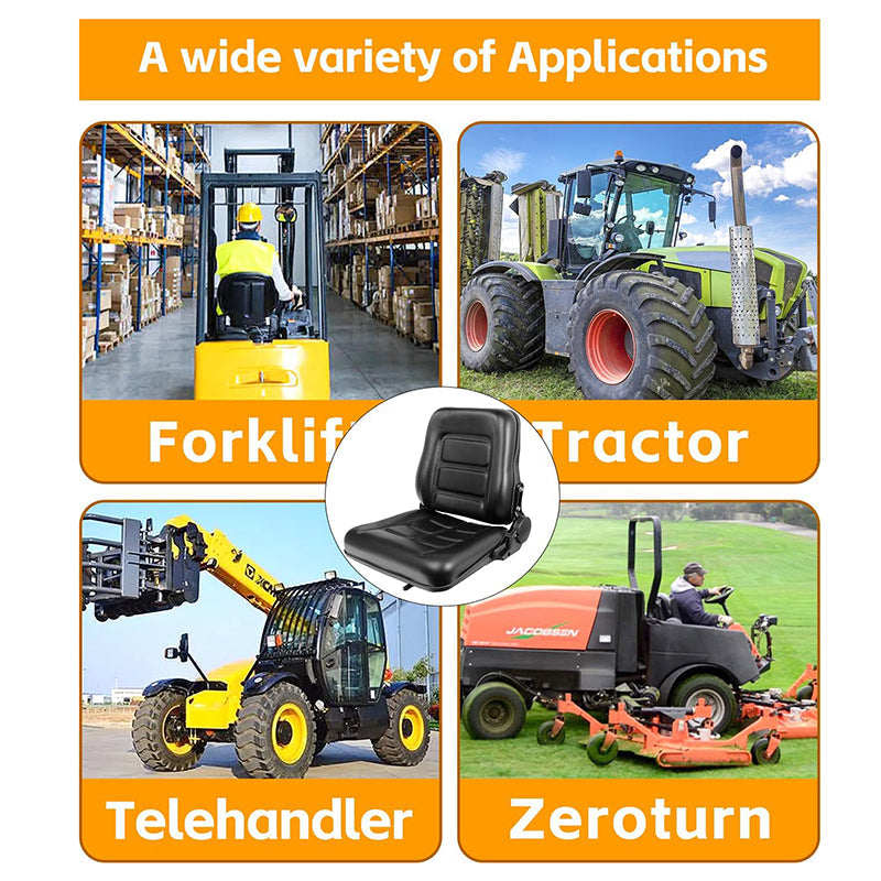 BowLift | Universal Forklift Seat with Adjustable Backrest Durable Leather Comfortable Forklift Seat Fits Forklift, Dozers, Excavators, Tractors