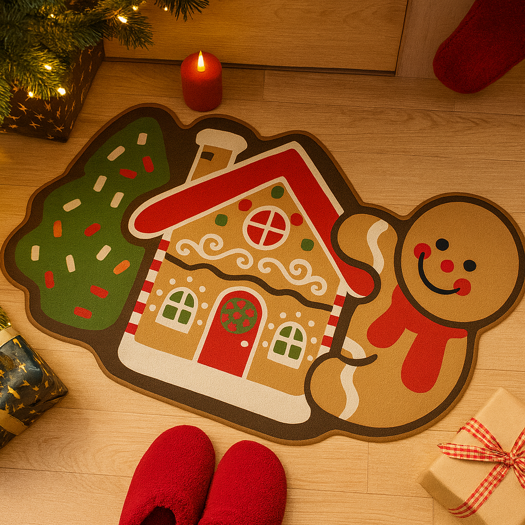 BowLift | Frostholm Gingerbread Christmas Rug – Cozy Non-Slip Floor Mat for Festive Atmosphere