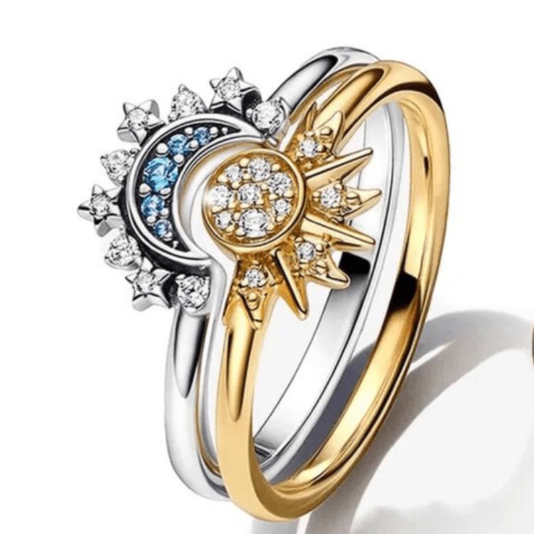 BowLift | Elegant 925 silver ring with moon & sun design