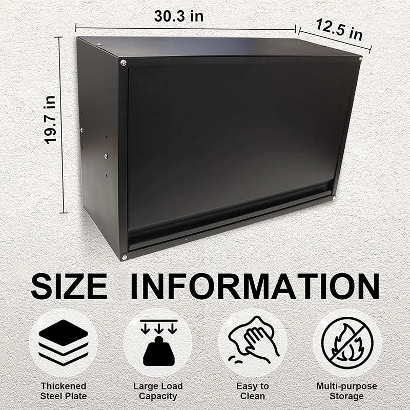BowLift | Wall Mount Garage Cabinet with Adjustable Shelf & Flip Up Open Door Metal Storage Cabinet for Garage Kitchen Office