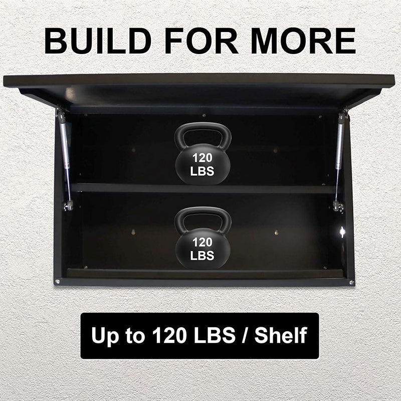 BowLift | Wall Mount Garage Cabinet with Adjustable Shelf & Flip Up Open Door Metal Storage Cabinet for Garage Kitchen Office