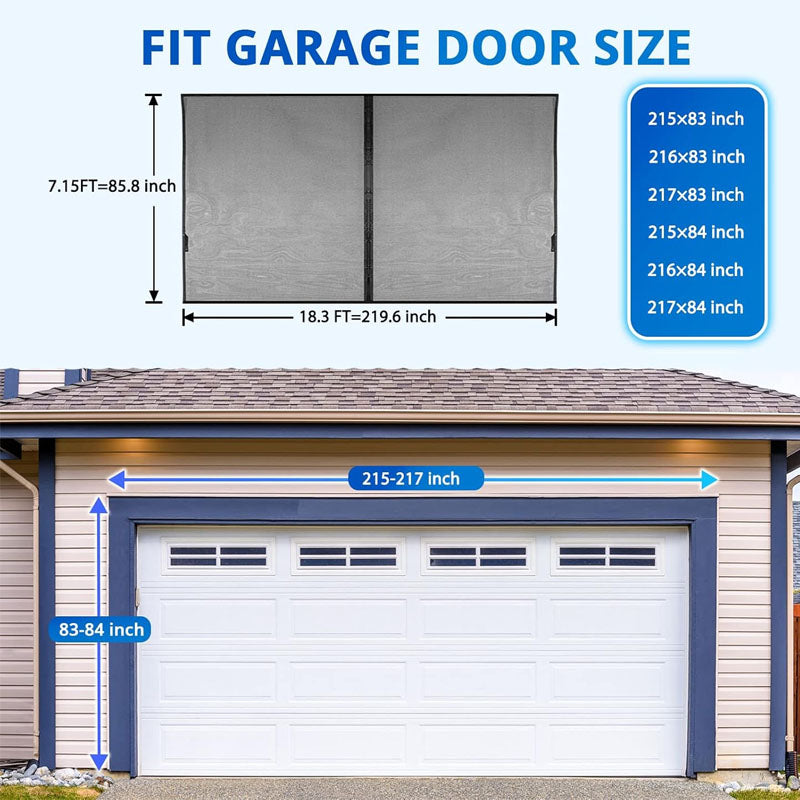 BowLift | Garage Door Screen 18 x 7 ft for 2 Cars Magnetic Screen Garage with Retractable Fiberglass Mesh and Heavy Duty Weighted Bottom