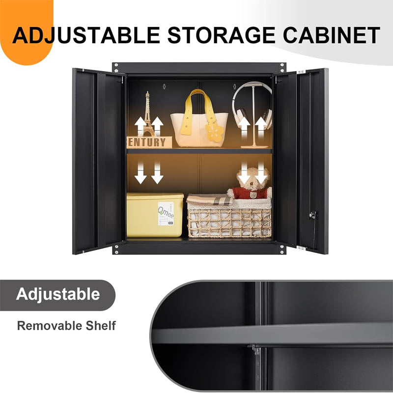 BowLift | Garage Storage Cabinet with Locking djustable Shelves Wall Mount Steel Cabinet for Home, Office, Garage