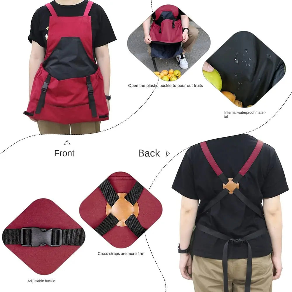 BowLift | Gardening apron with cross straps – Large emptying pocket & breast pocket