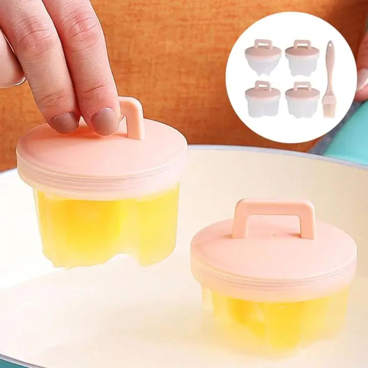 BowLift | Cooked Egg Mold Set | Funny Breakfast Eggs (4 pcs. + Brush)