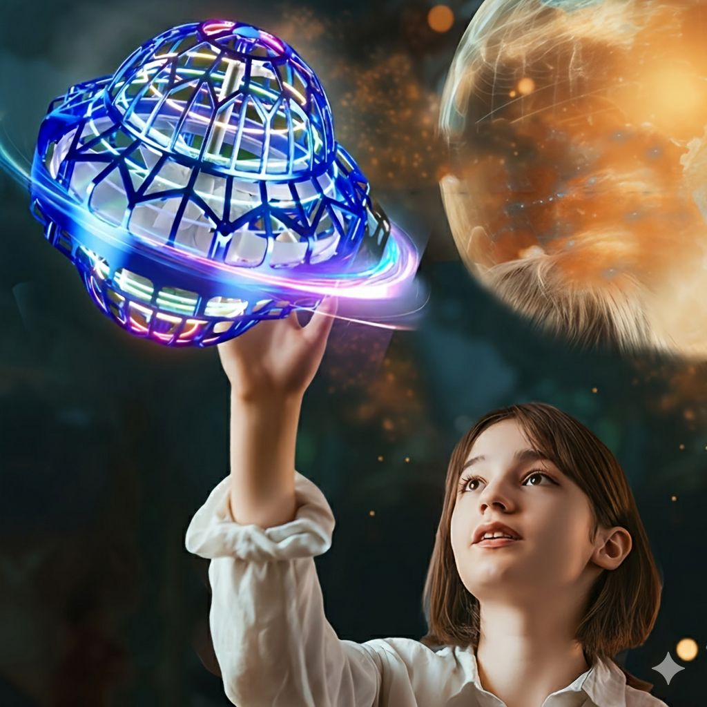 BowLift | Hand-Operated UFO Flying Ball Toy – Hovering Drone with LED Lights, Boomerang Effect, Perfect Christmas Gift for Kids
