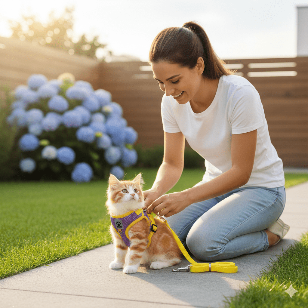 BowLift | Escape-proof cat harness with reflective details