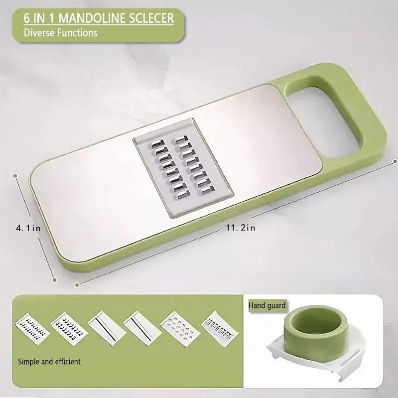 BowLift | Vegetable slicer and grater with 6 blades made of stainless steel and safety device