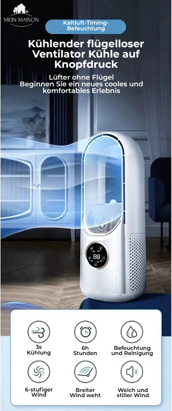 BowLift | BrisaFlow Table Air Cooler | 3-in-1 Cooling & Humidification | Bladeless Design | USB & Timer