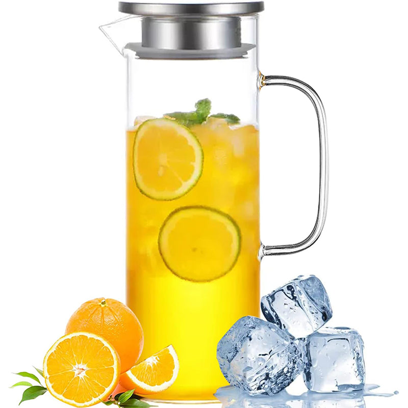 BowLift | 1000ml Glass Water Pitcher And Carafe Heat Resistant Glass Pitcher With Lid And Spout Beverage Pitchers