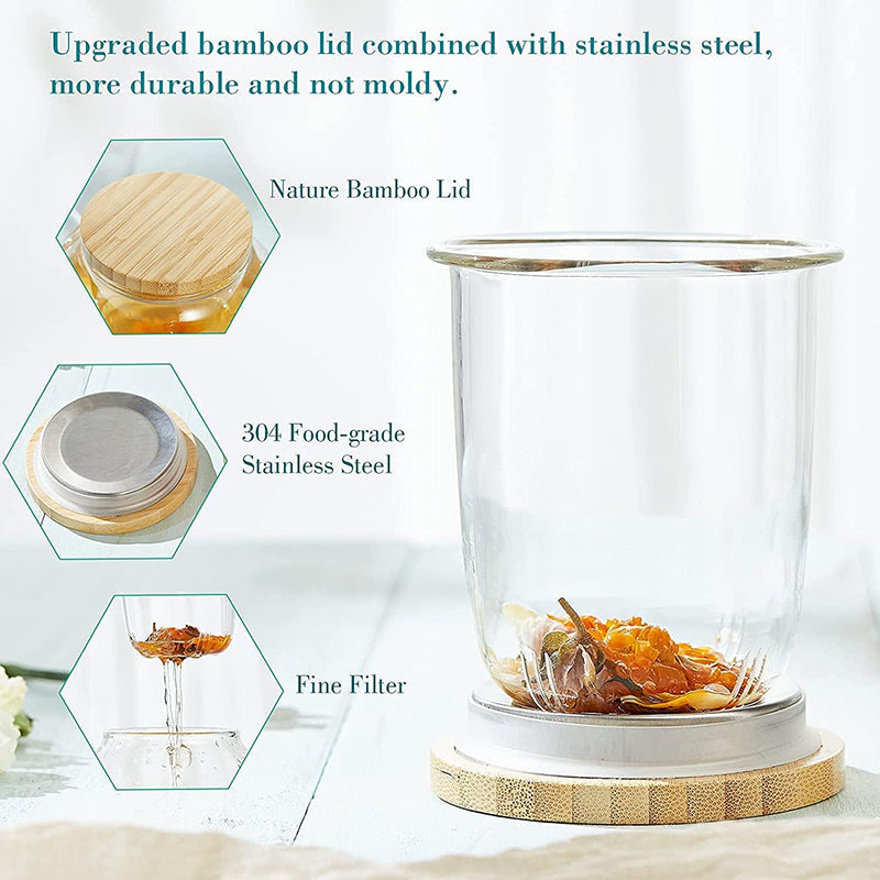 BowLift | 1000ml Glass Teapot Glass Tea Kettle with Removable Clear Filter,Stovetop Ideal Tea Set for Blooming Flower Tea