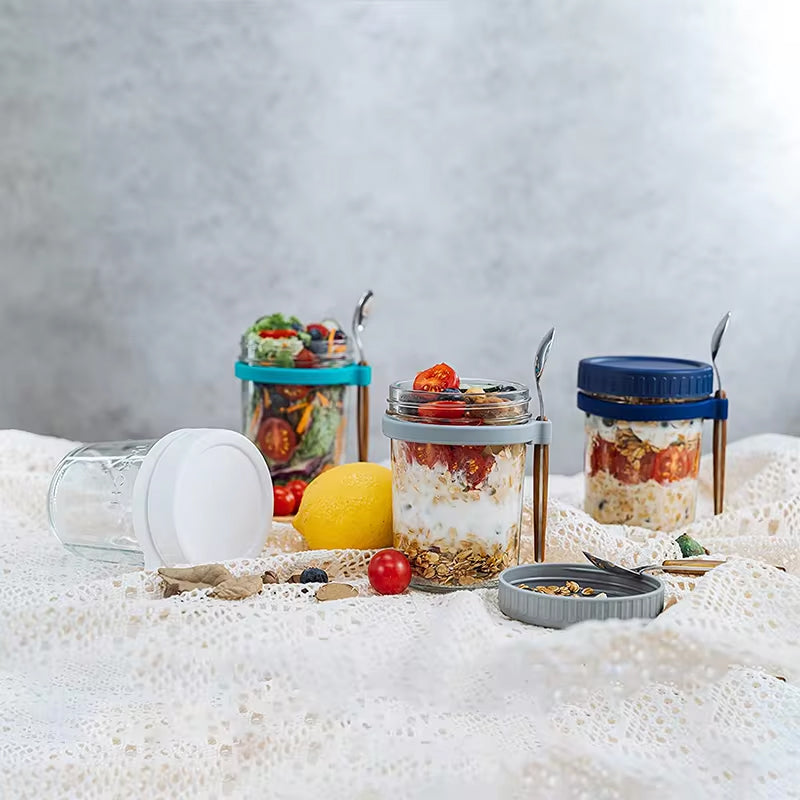 BowLift | Hot Sell 10oz Airtight Overnight Oats Jars With Lid And Spoon Overnight Oats Containers With Measurement Marks