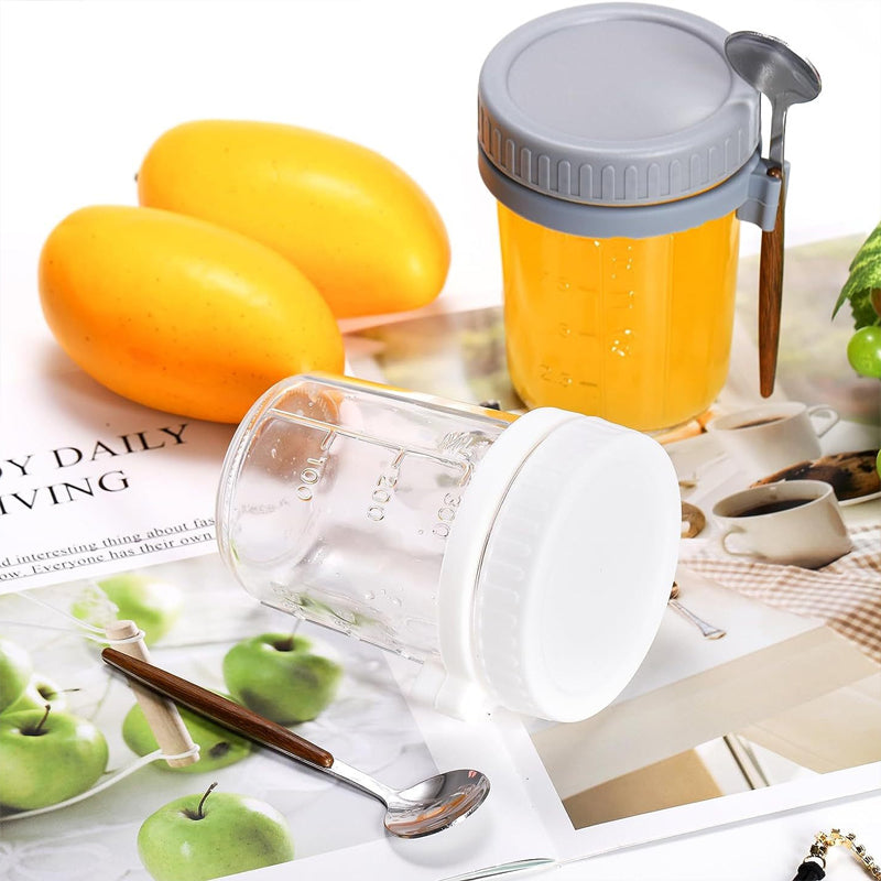 BowLift | Hot Sell 10oz Airtight Overnight Oats Jars With Lid And Spoon Overnight Oats Containers With Measurement Marks