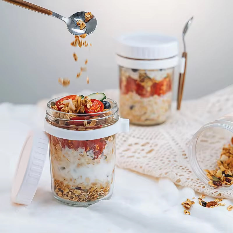 BowLift | Hot Sell 10oz Airtight Overnight Oats Jars With Lid And Spoon Overnight Oats Containers With Measurement Marks