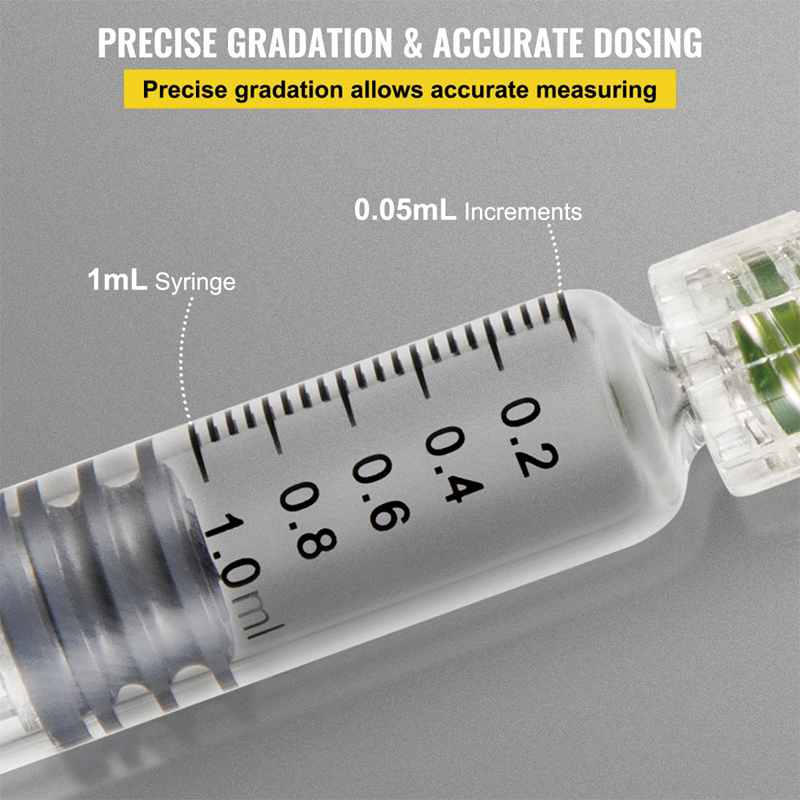 BowLift | 100 PCS Borosilicate Glass Luer Lock Syringe, 1mL, Reusable Glass Syringes with 14 Ga Blunt Tip Needles, for Lab, Vet, Craft, Art, Thick Liquids, Oil, Gel, Ink, Glue, Non Hypodermic(Gold putter)