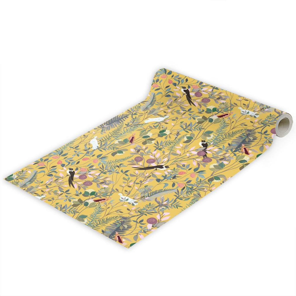 BowLift | Golden Canopy Bird and Leaf Peelable Wallpaper