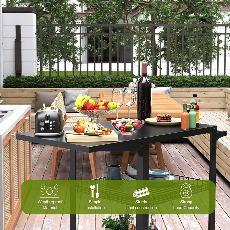 BowLift | Three-Layer Movable Barbecue Table, Multi-Functional Trolley Outdoor Barbecue Cart