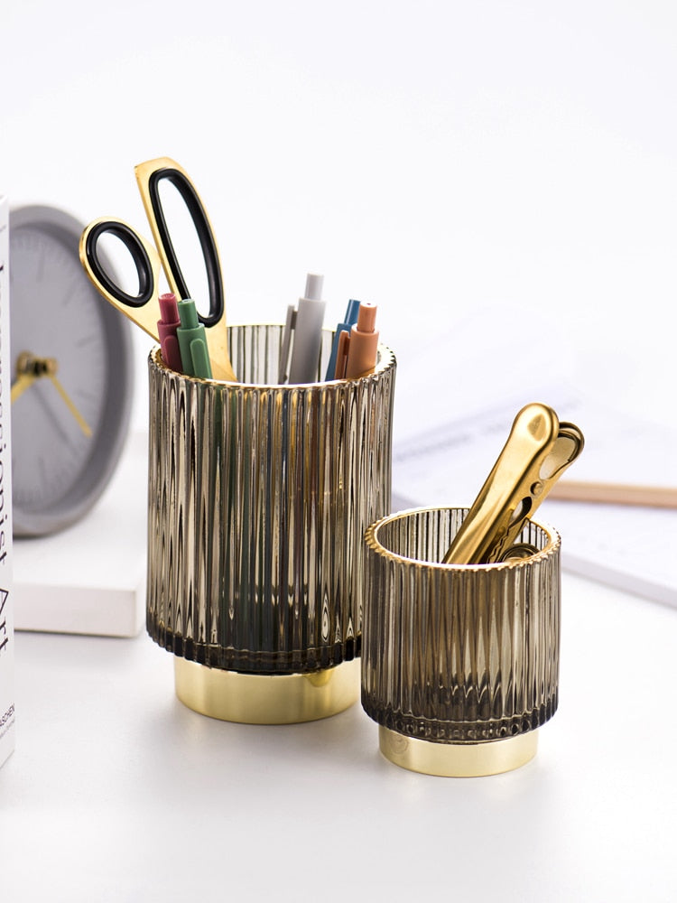 BowLift | Elise Gold Foil Glass Makeup Halter & Organizer