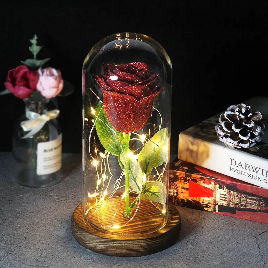 BowLift | Eternal Rose in Glass Dome | Handpicked, LED Lit & Ideal for Romantic Gifts and Home Decor