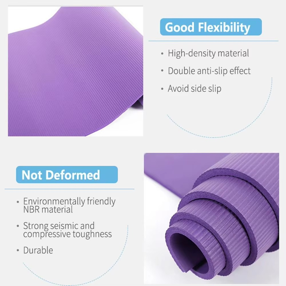 BowLift | Extra Thick NBR Yoga Mat with Position Line Non Slip Cushion for Fitness Pilates and Exercise