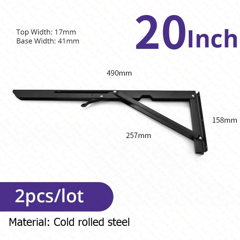 BowLift | 2-piece set collapsible shelf brackets, heavy-duty, made of stainless steel for tables, motorhomes and space-saving