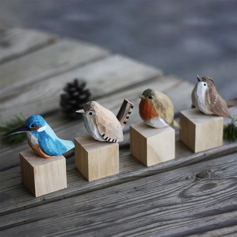 BowLift | GloRadiance Wooden Bird Figurines – Handmade Interior Decoration