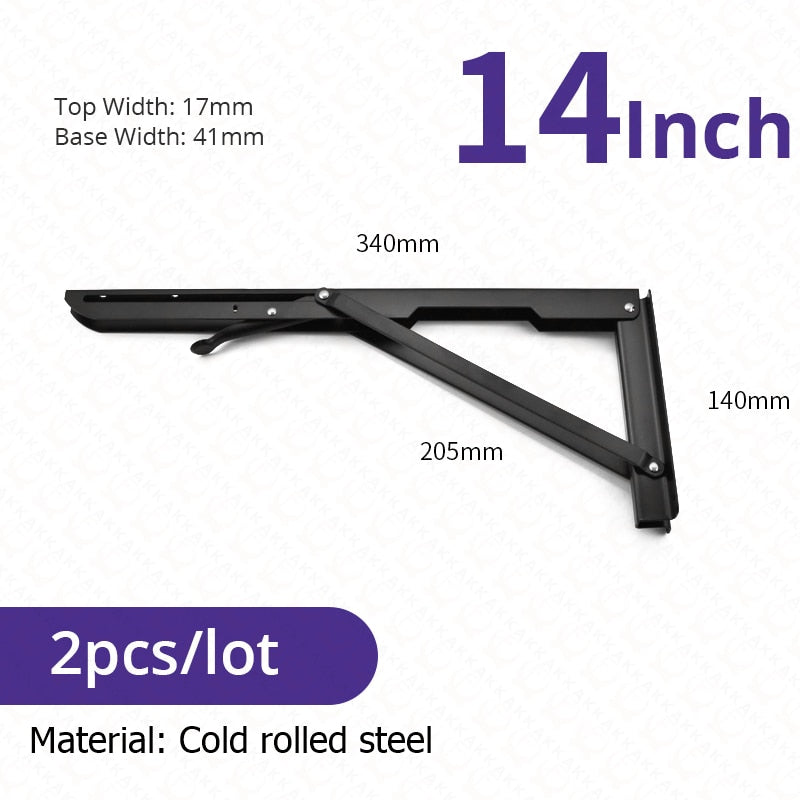BowLift | 2-piece set collapsible shelf brackets, heavy-duty, made of stainless steel for tables, motorhomes and space-saving