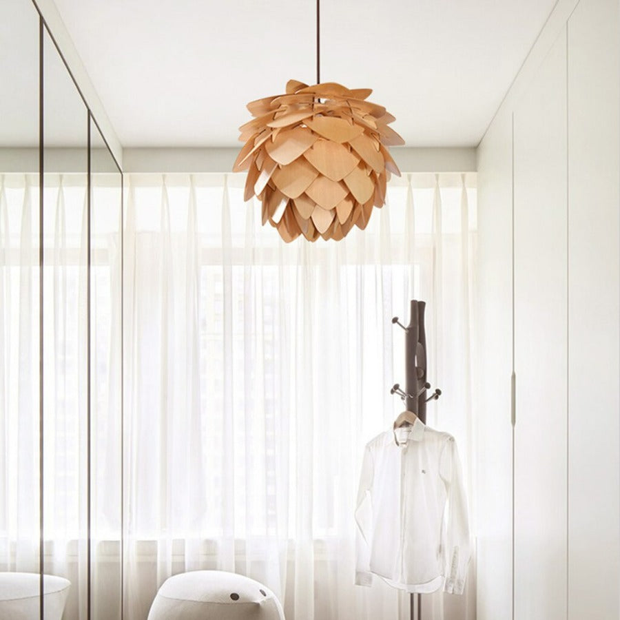 BowLift | Handcrafted Wooden Pine Cone Pendant Light