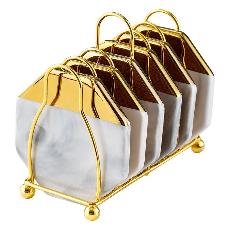 BowLift | Marbled Ceramic Coaster Set with Stand