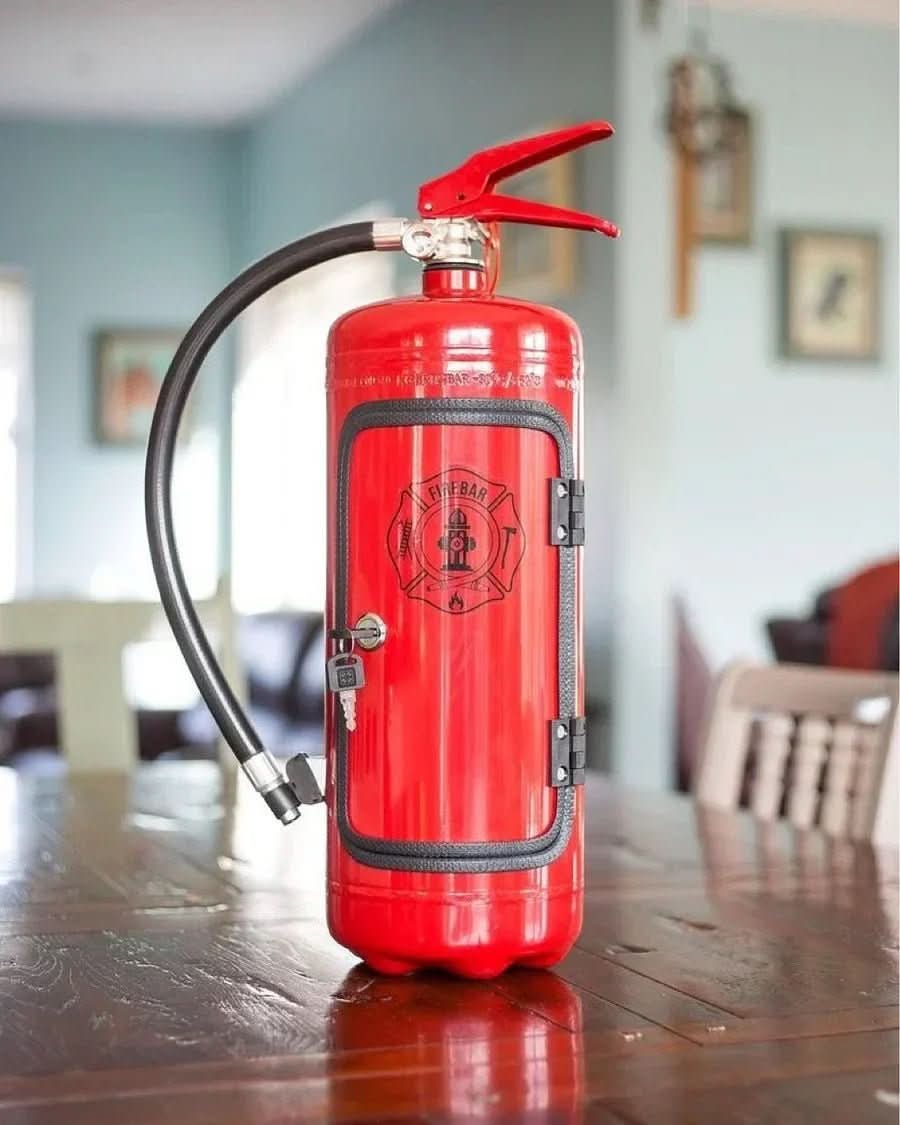 BowLift | Hidden minibar in fire extinguisher design for stylish storage