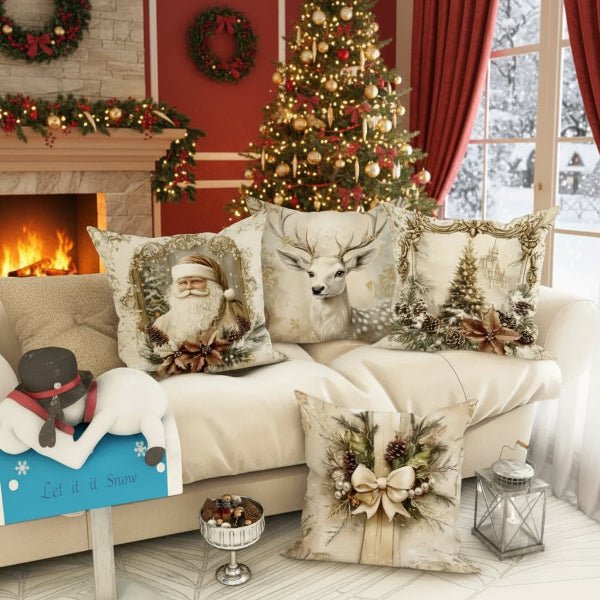 BowLift | Festive velvet cushion covers with vintage Christmas motifs