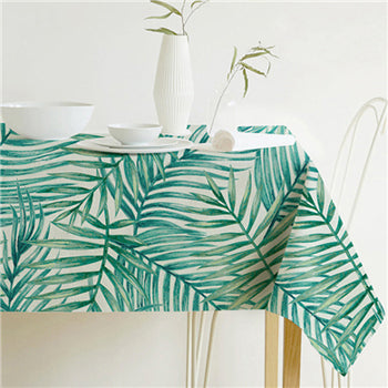 BowLift | Nordic modern linen cotton square green tropical leaf tablecloth cover cloth